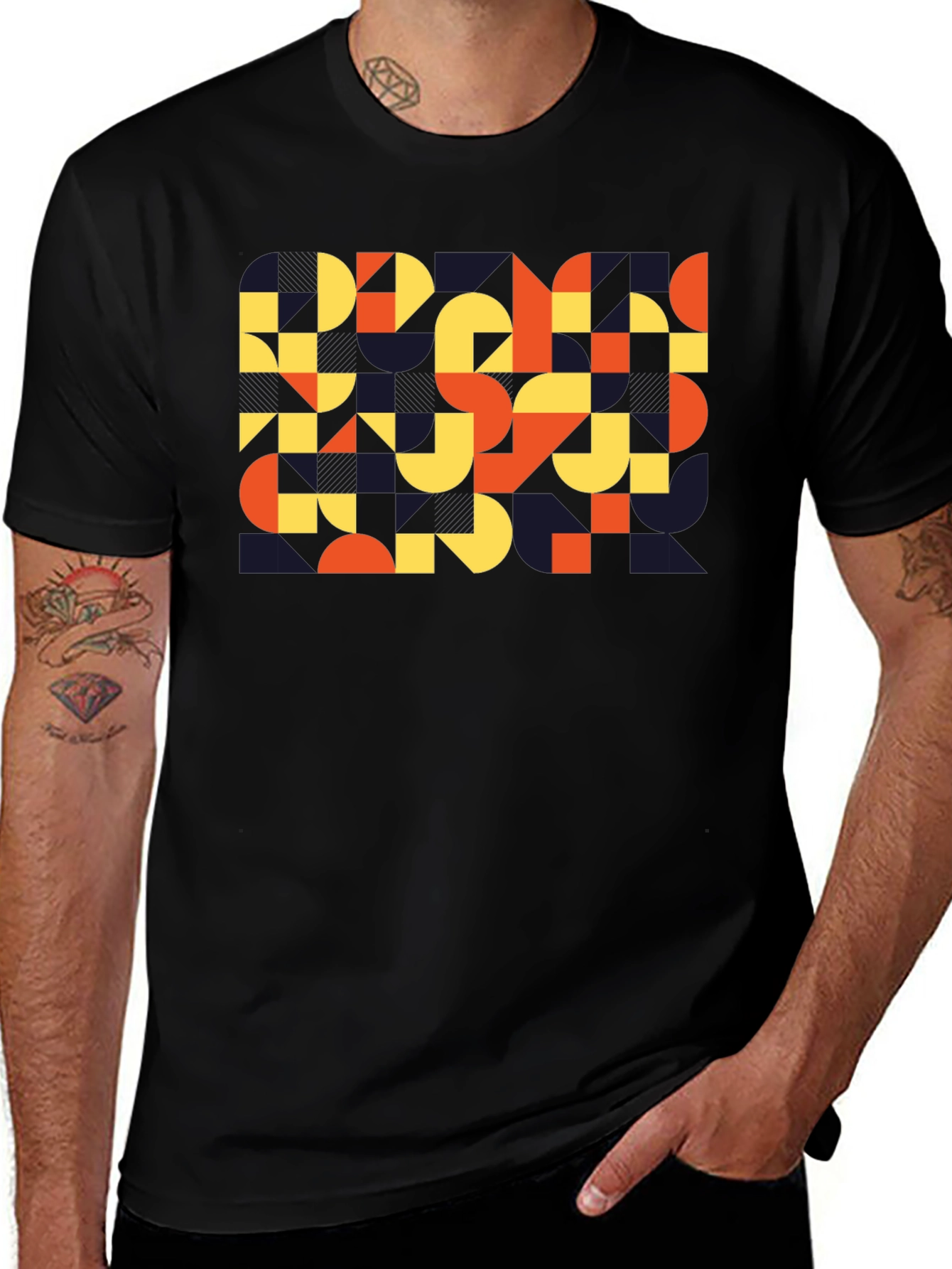 Abstract Geometric Black T-Shirt