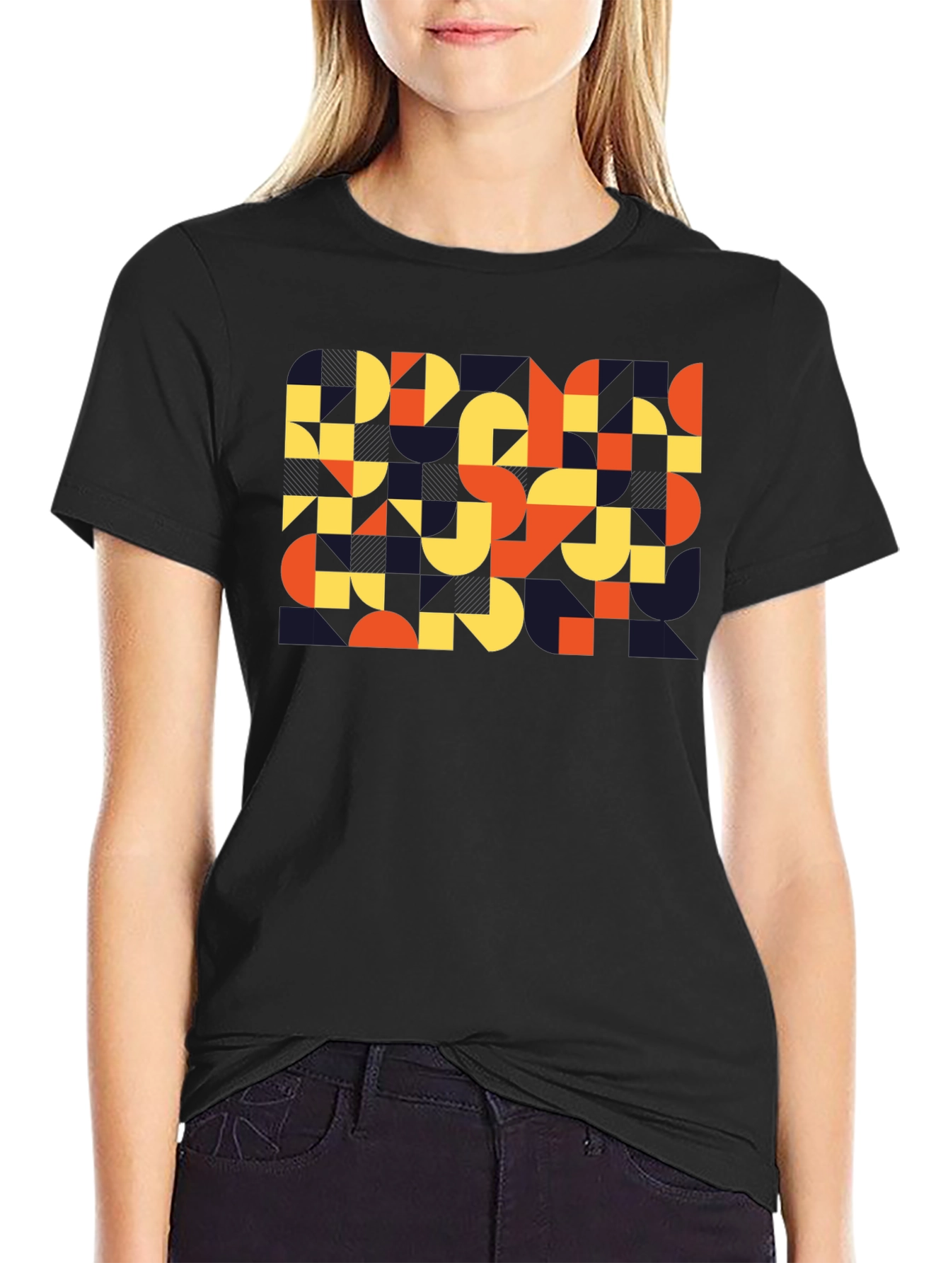 Abstract Geometric Black T-Shirt