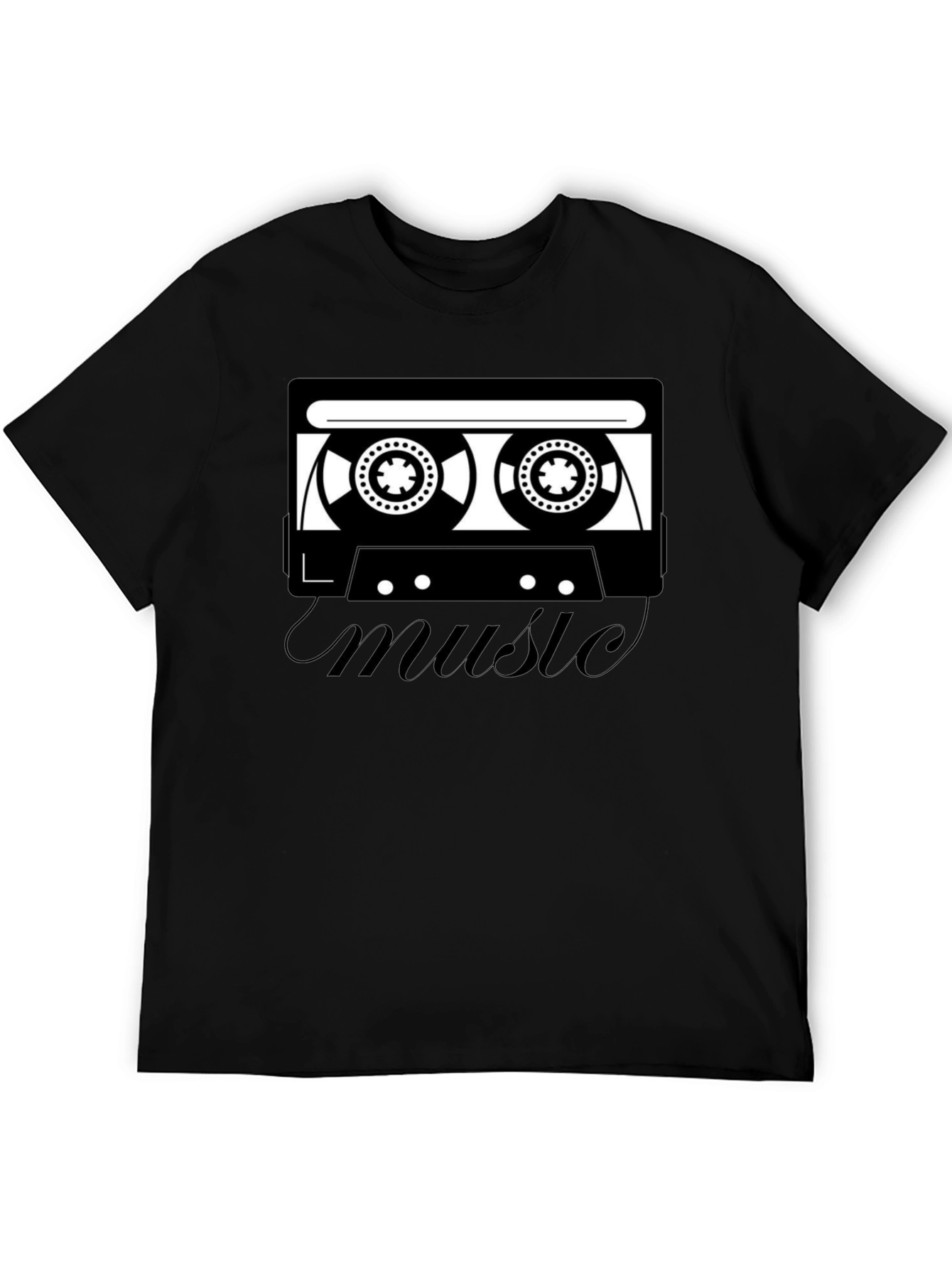 Retro Music Cassette T-Shirt - Black