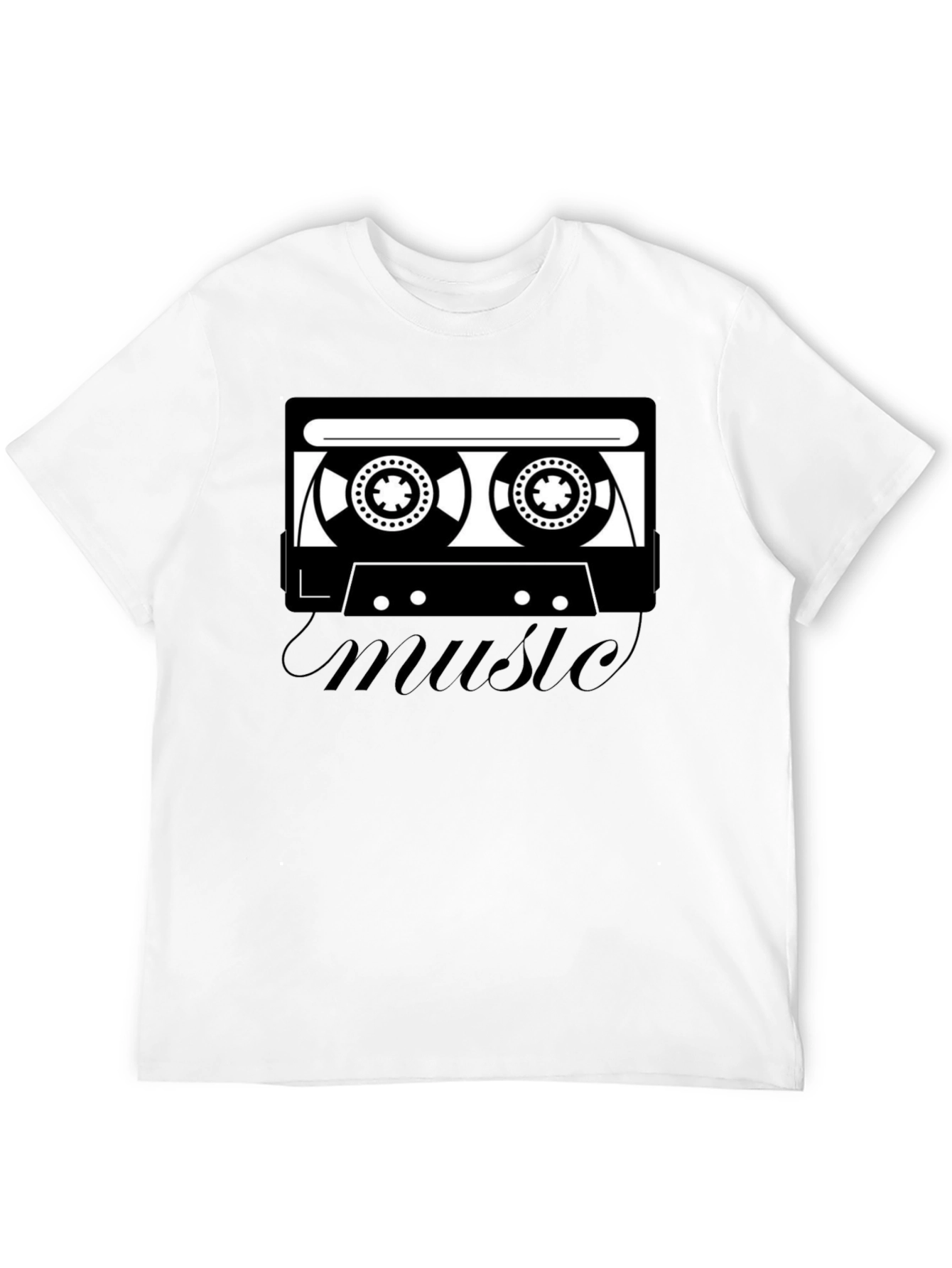 Retro Music Cassette T-Shirt - Black