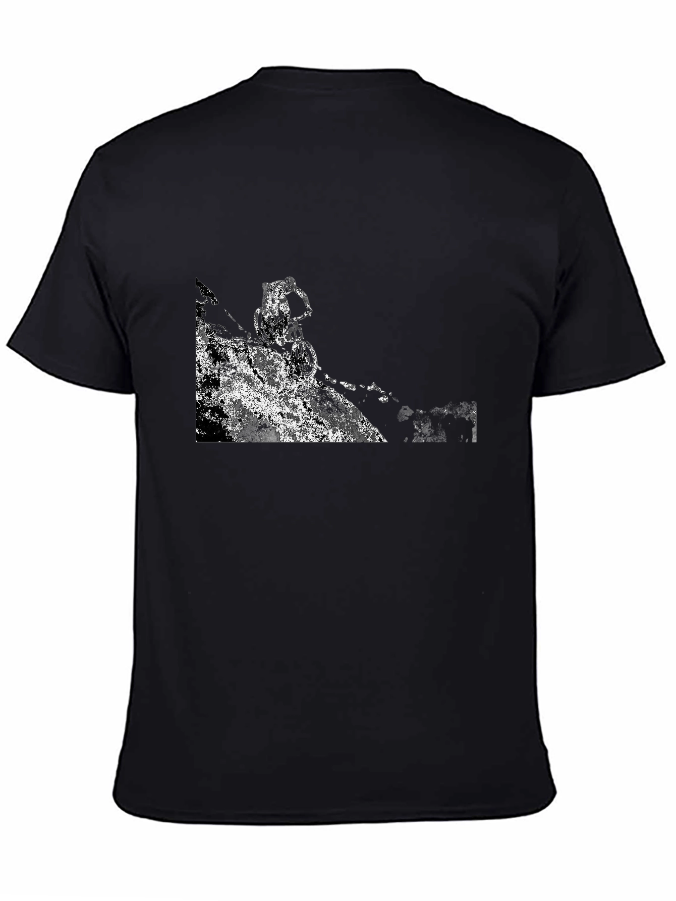 Black T-Shirt with Abstract Mountain Bike Graphic