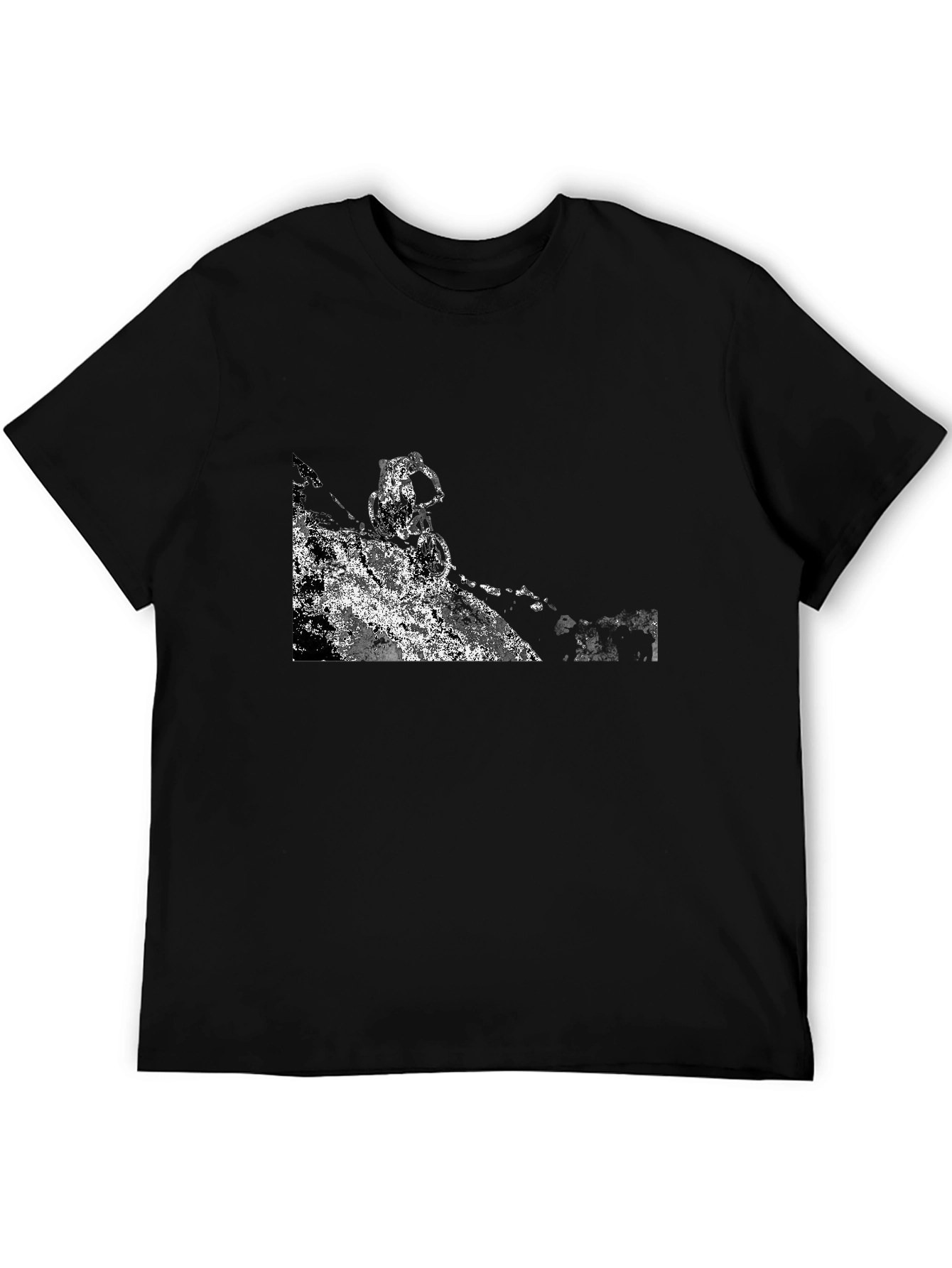 Black T-Shirt with Abstract Mountain Bike Graphic