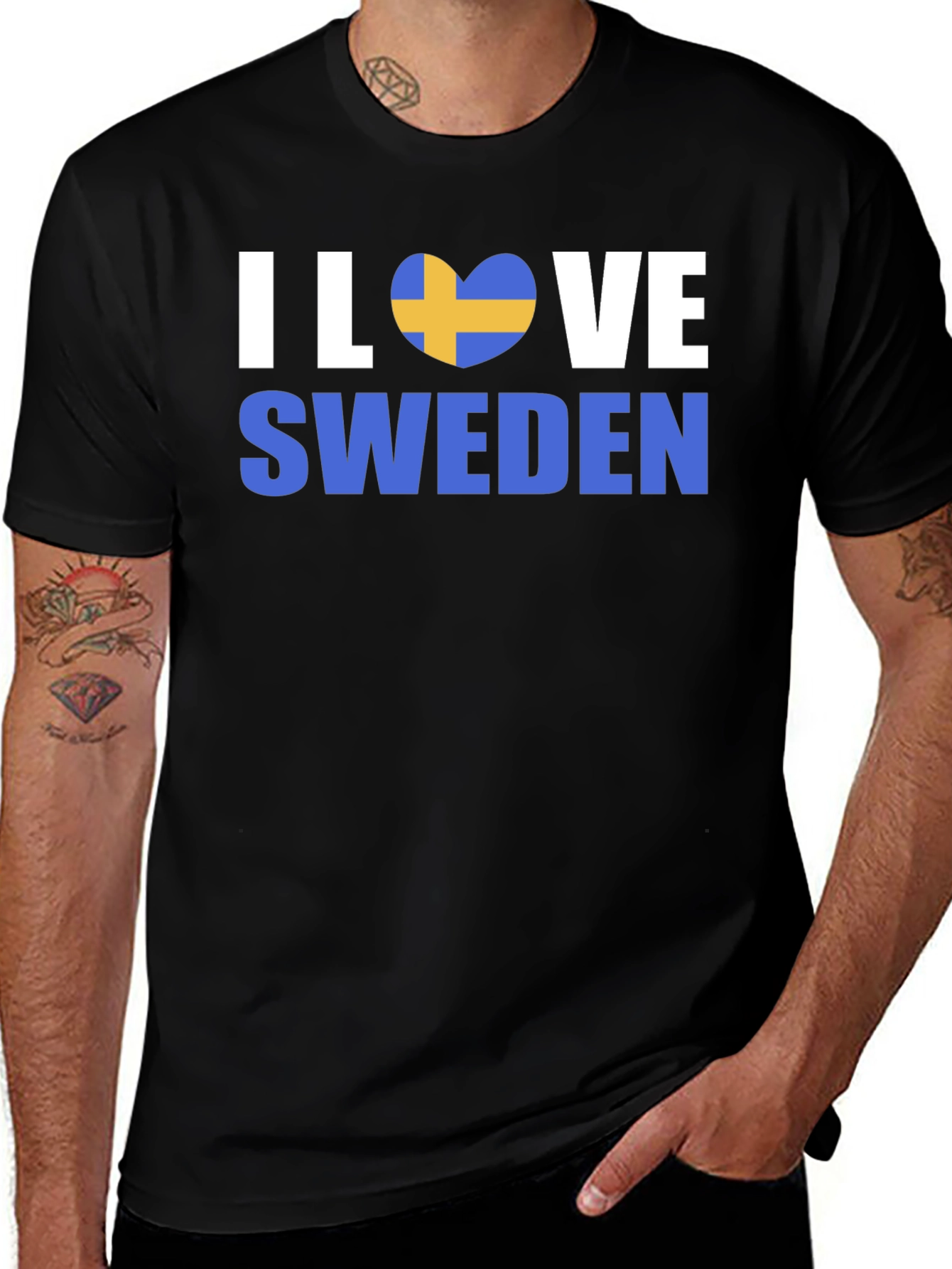 I Love Sweden T-Shirt: Patriotic Flag Heart Graphic Tee