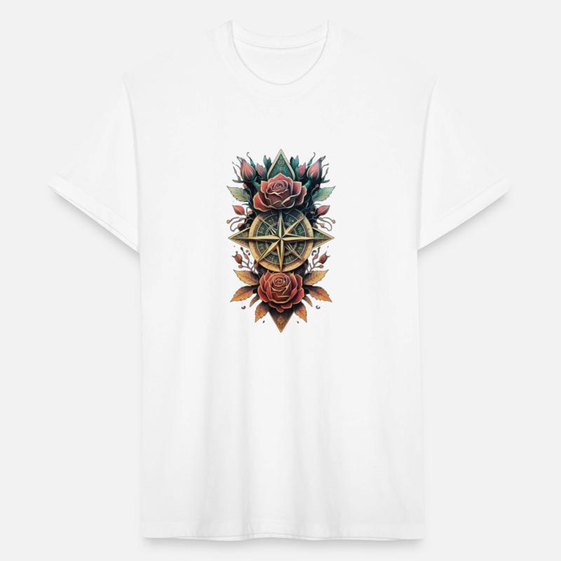 Sacred Bliss: Rose Compass Tattoo Elegance