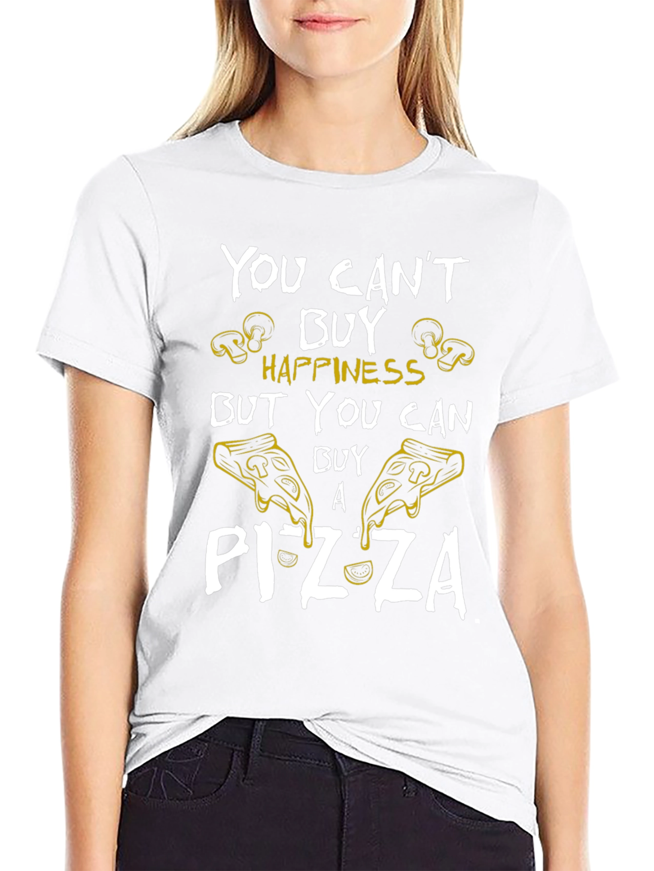 Pizza Happiness Graphic T-Shirt - Unisex Black Tee