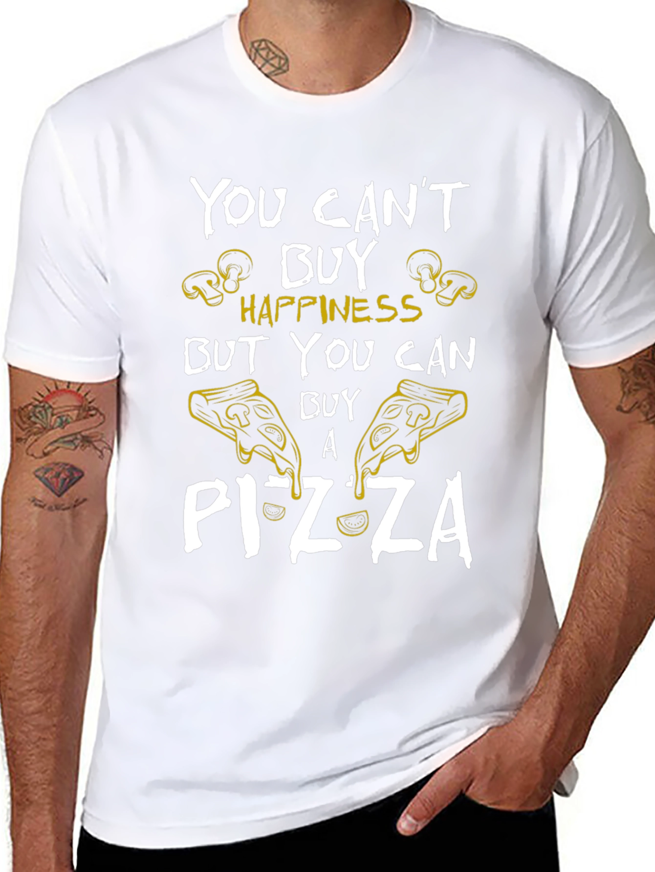 Pizza Happiness Graphic T-Shirt - Unisex Black Tee