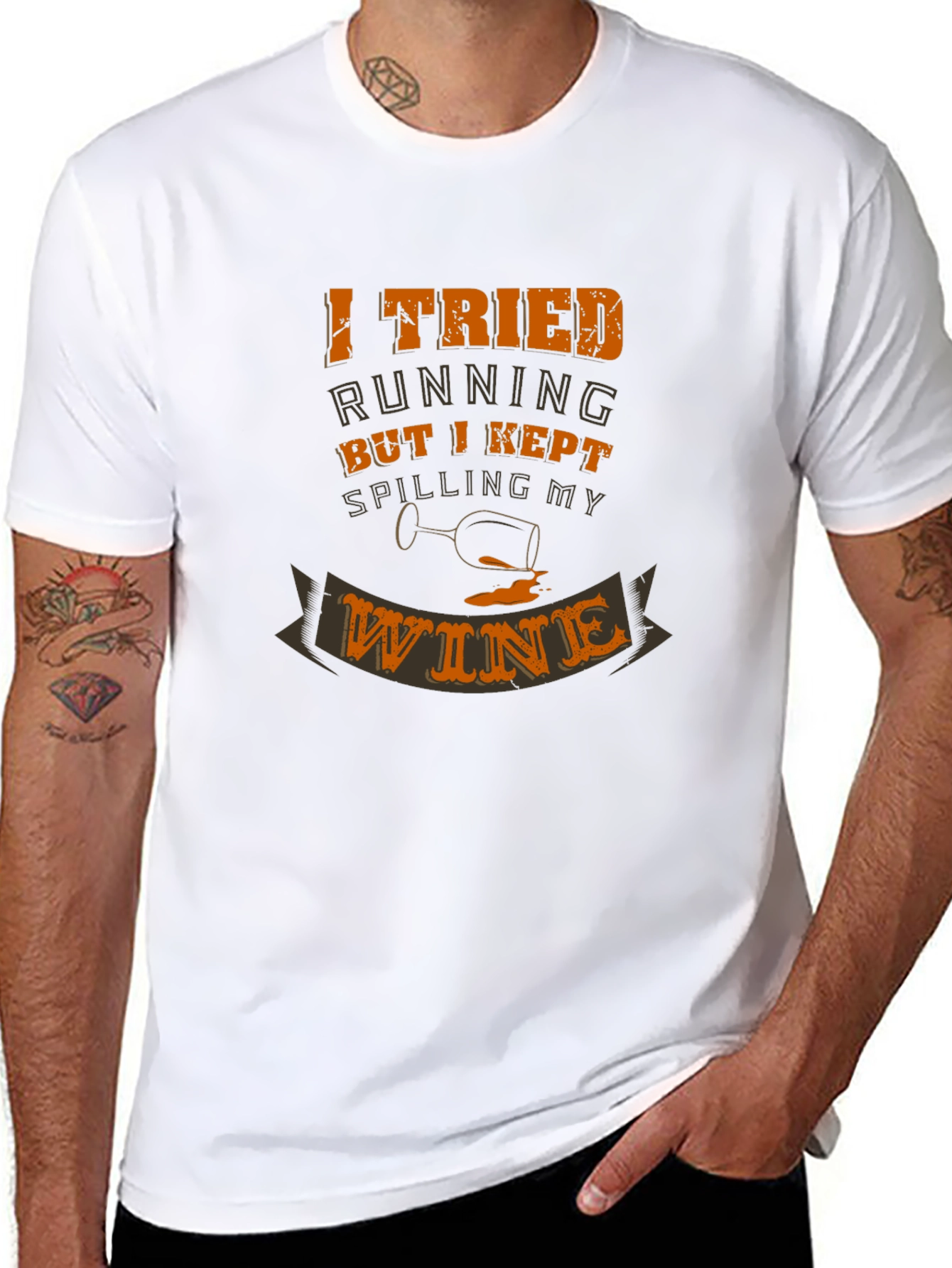 I Tried Running Funny Wine T-Shirt