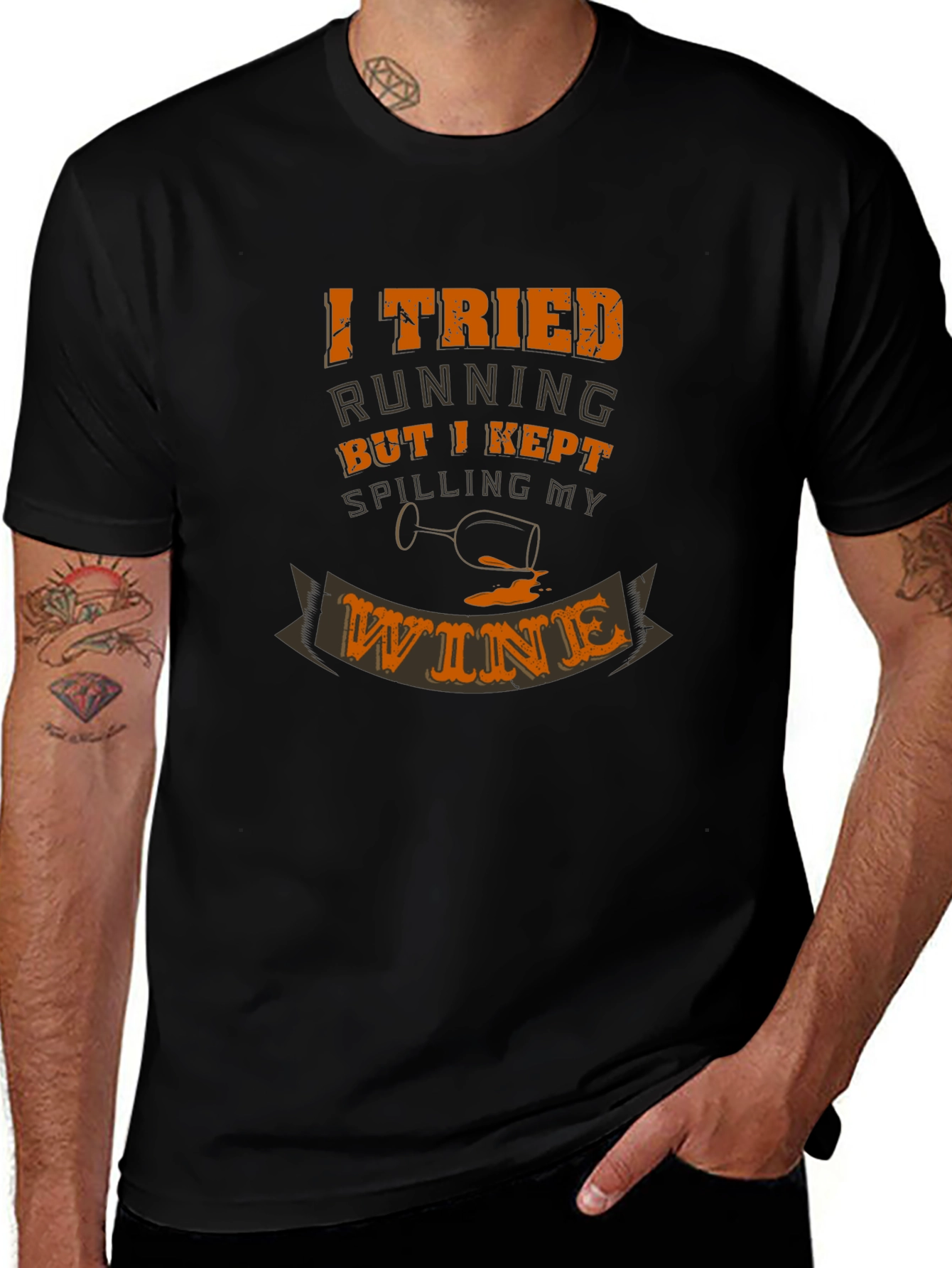 I Tried Running Funny Wine T-Shirt
