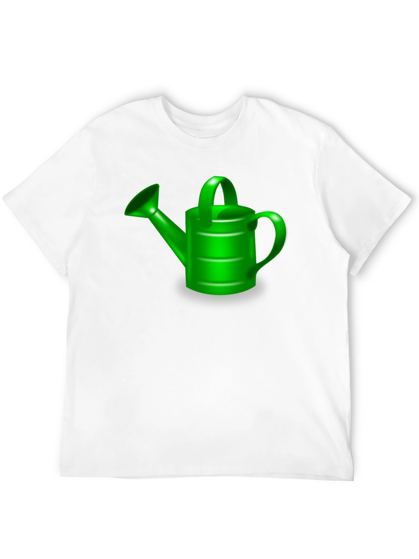 Green Watering Can Graphic Tee - Black Cotton T-Shirt