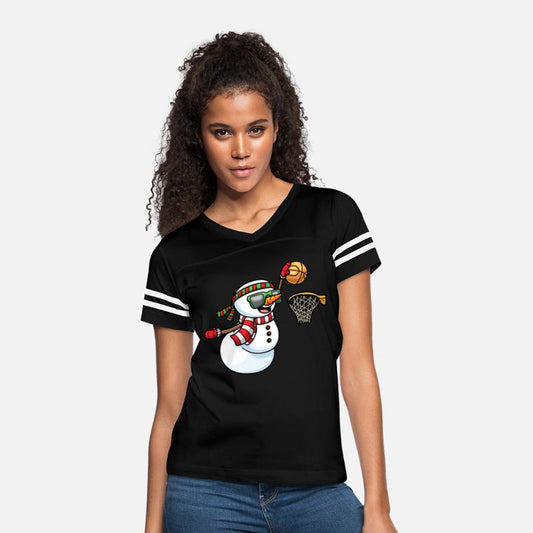 Snowman Playing Basketball Game Christmas Xmas