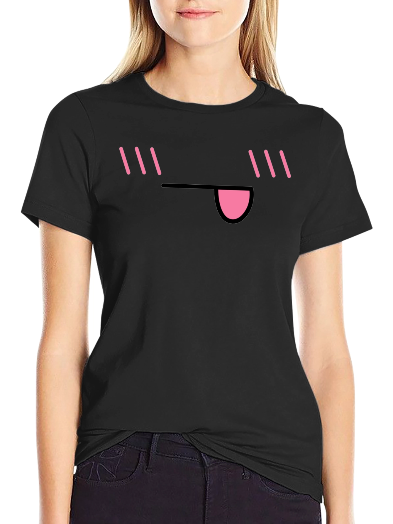 Fun Anime Face Black T-Shirt