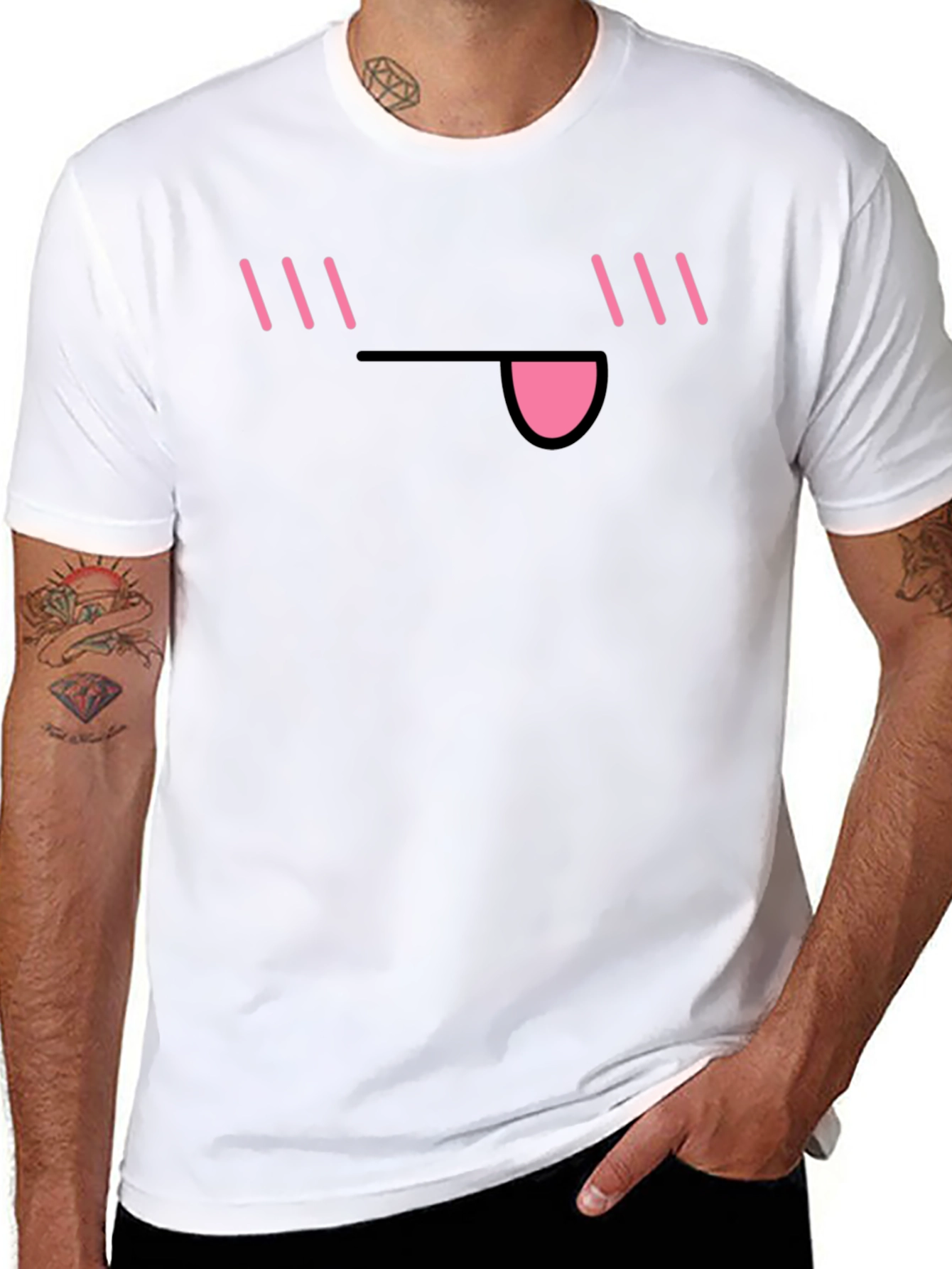 Fun Anime Face Black T-Shirt