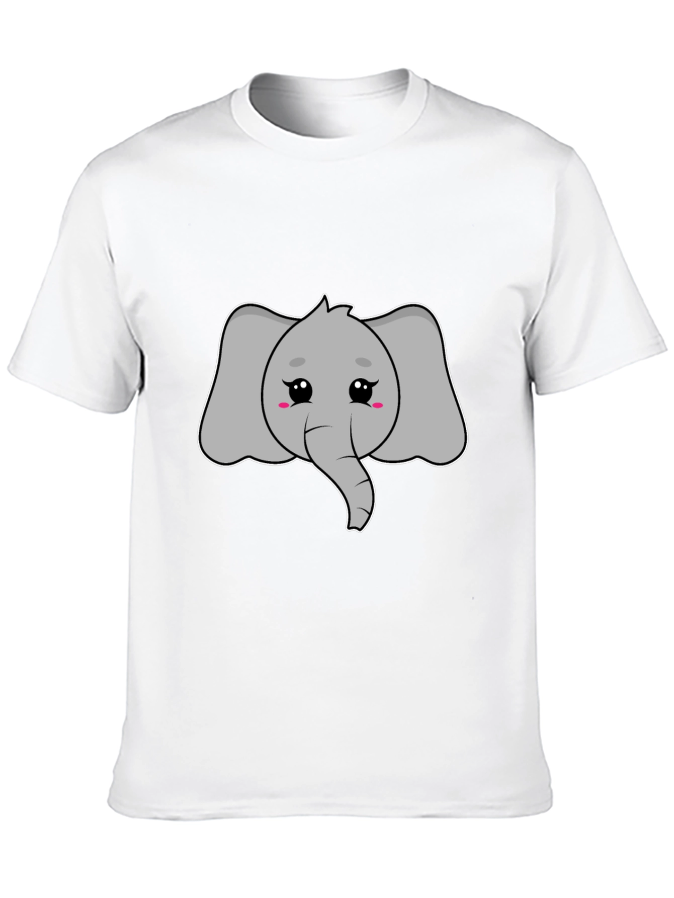 Cute Elephant Graphic Tee - Black Cotton T-Shirt