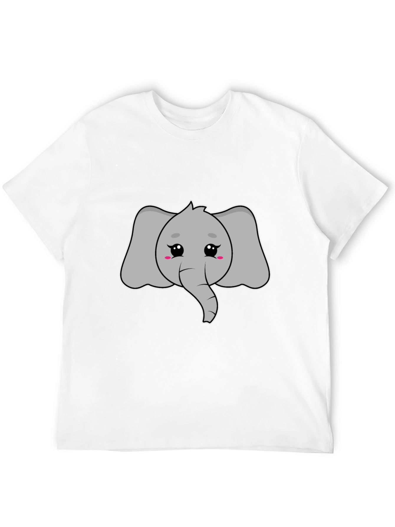 Cute Elephant Graphic Tee - Black Cotton T-Shirt