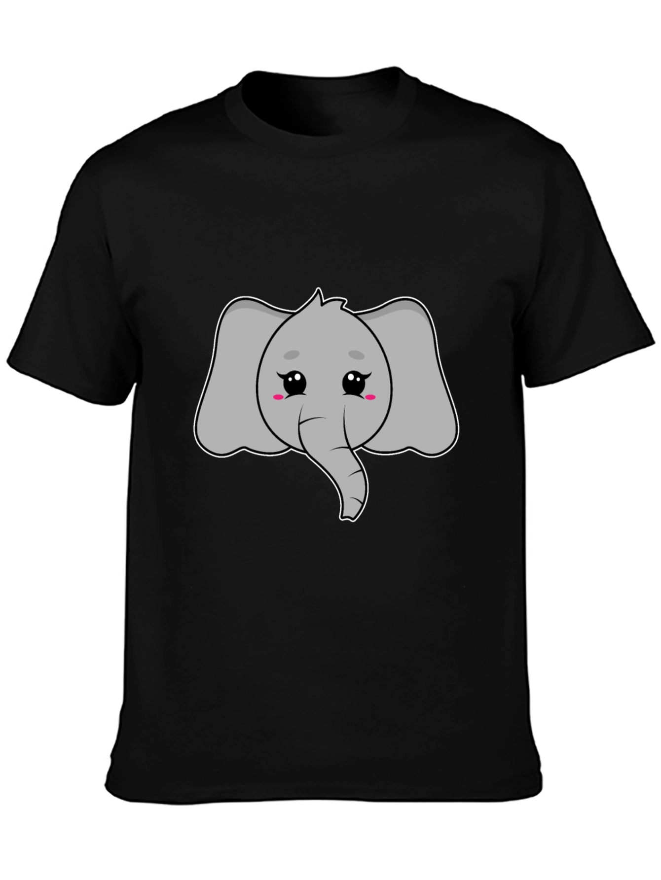 Cute Elephant Graphic Tee - Black Cotton T-Shirt