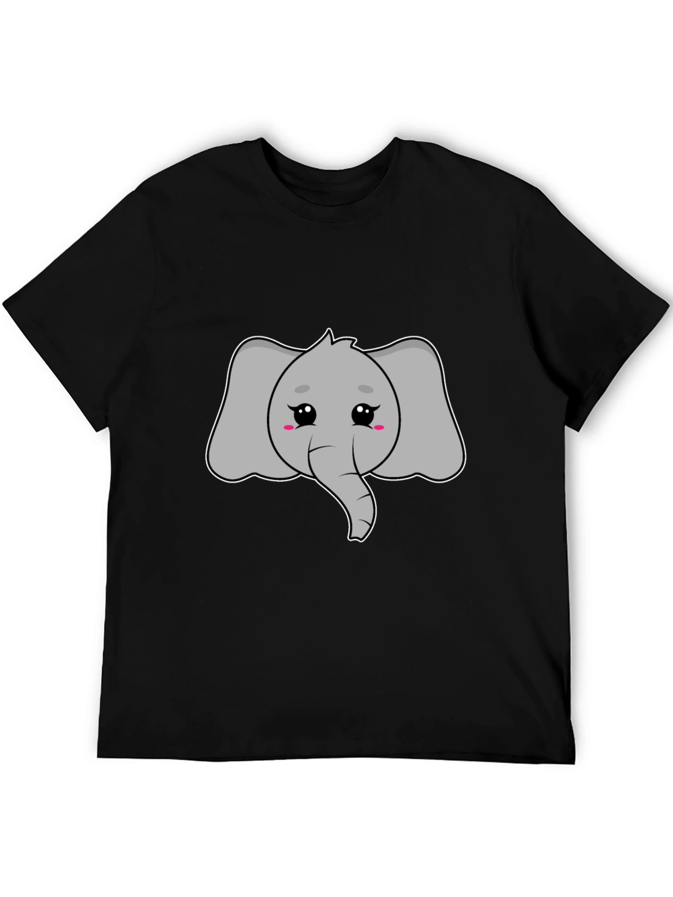 Cute Elephant Graphic Tee - Black Cotton T-Shirt