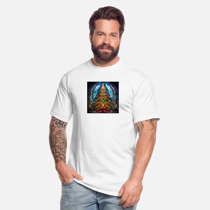 Stained Glass Window with Christmas Tree