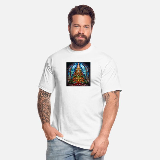 Stained Glass Window with Christmas Tree