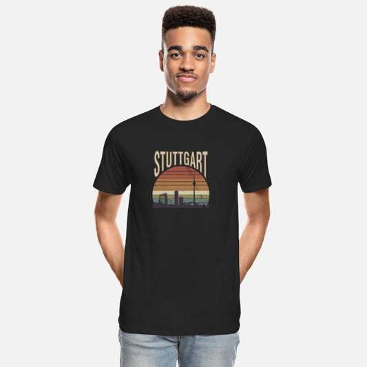 Stuttgart Skyline Retro Sunset Silhouette Design