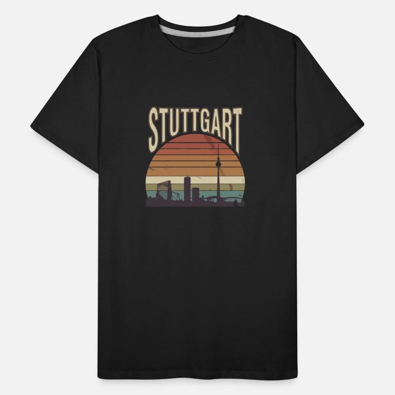 Stuttgart Skyline Retro Sunset Silhouette Design