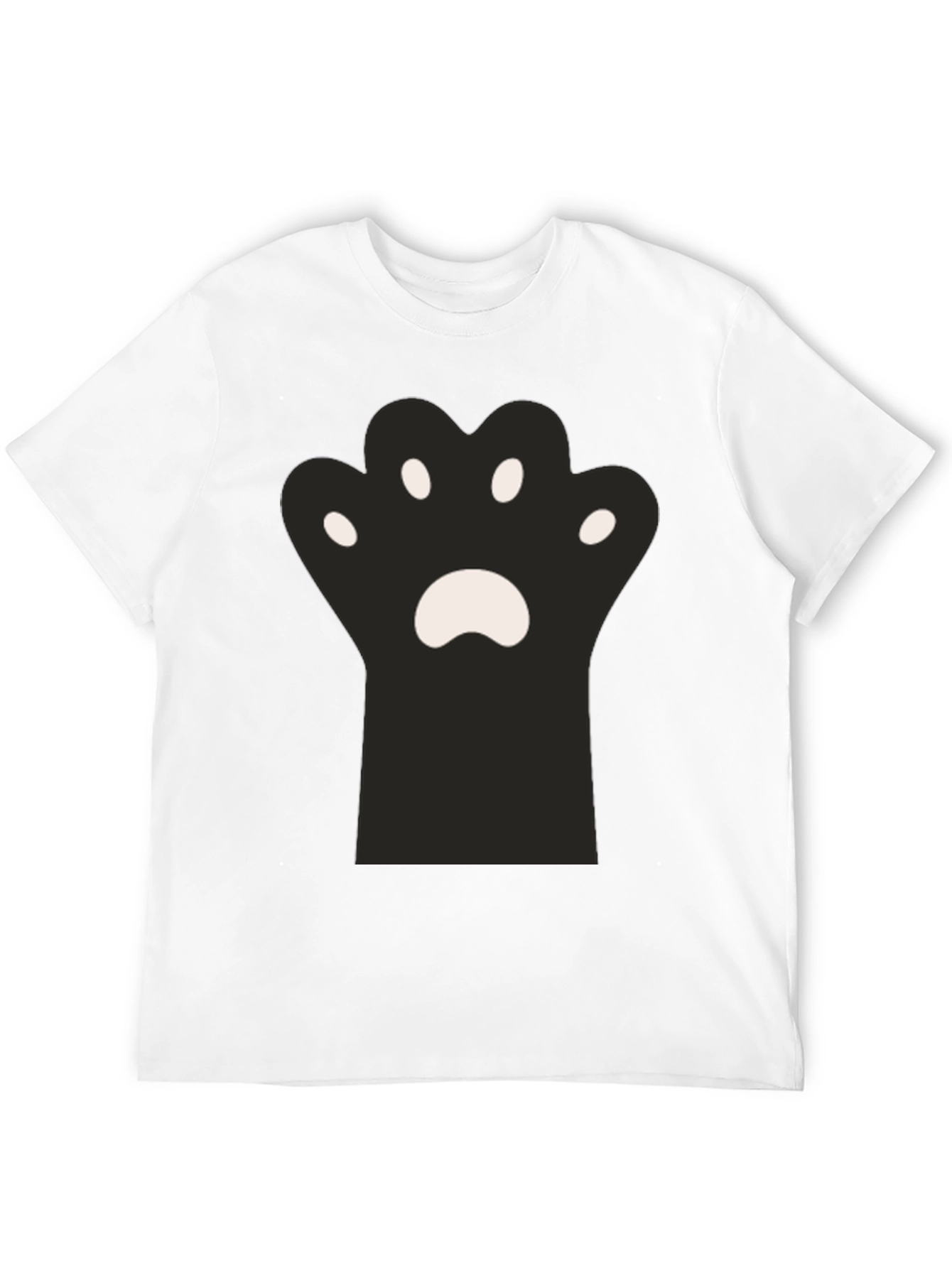 Cute Cat Paw Print Black T-Shirt