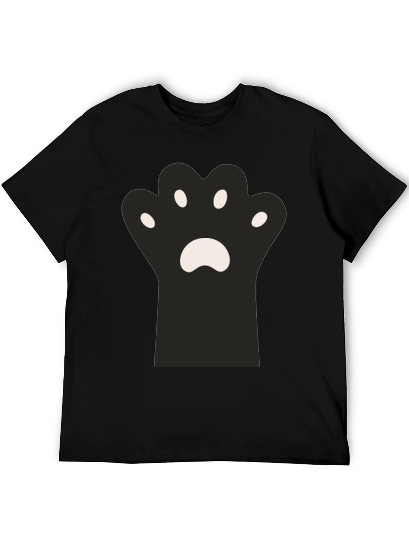 Cute Cat Paw Print Black T-Shirt