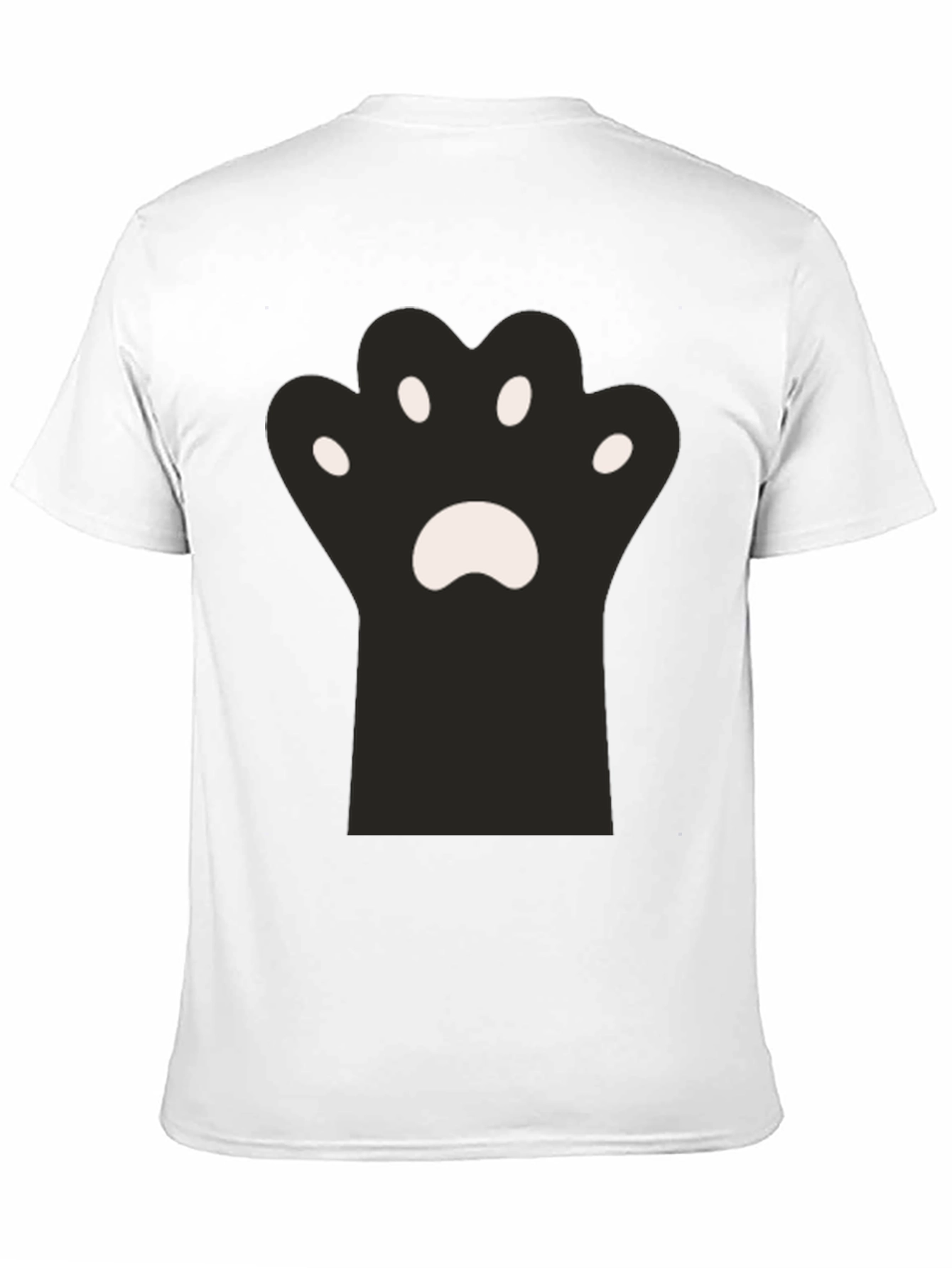 Cute Cat Paw Print Black T-Shirt