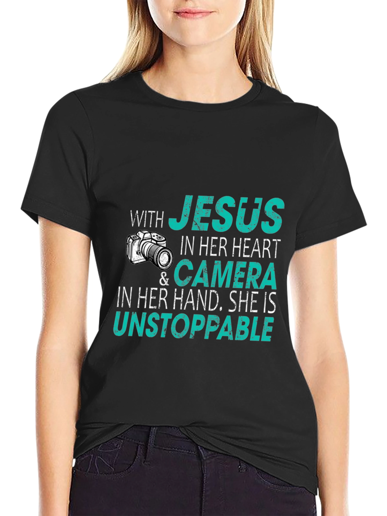 Jesus Camera Unstoppable Black T-Shirt
