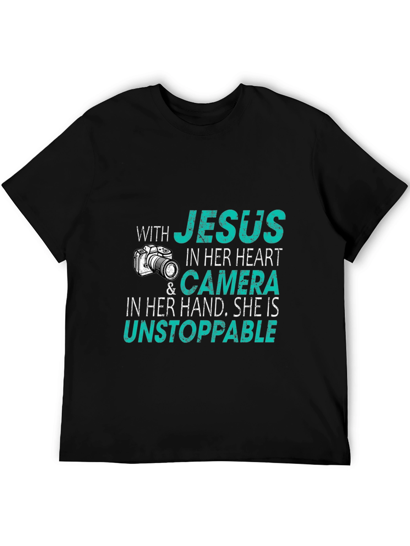 Jesus Camera Unstoppable Black T-Shirt