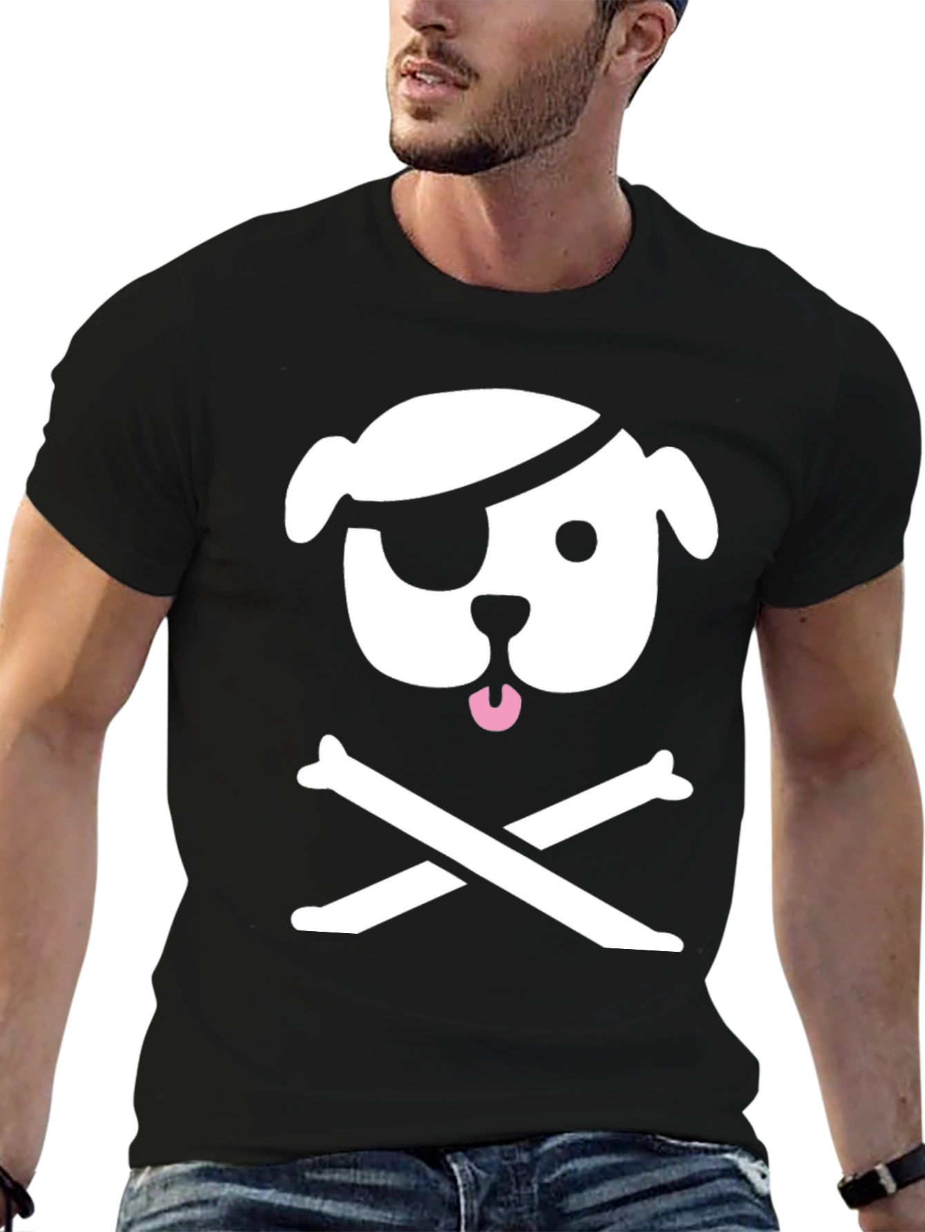 Pirate Dog Graphic T-Shirt - Black