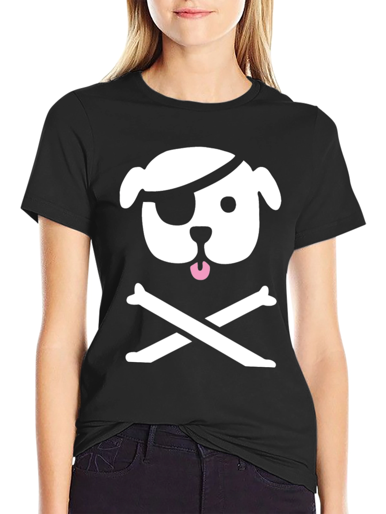 Pirate Dog Graphic T-Shirt - Black