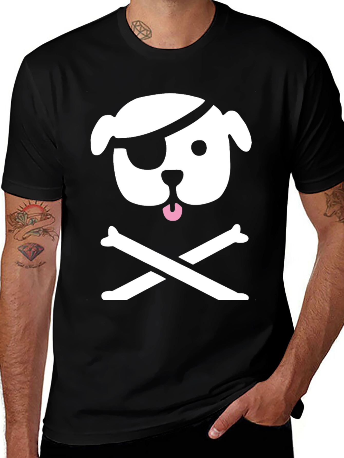 Pirate Dog Graphic T-Shirt - Black