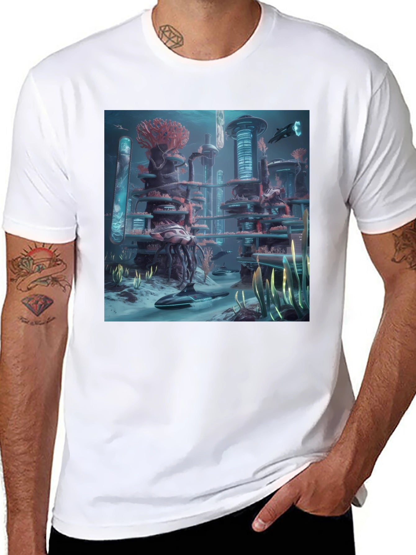 Futuristic Underwater City Graphic Tee