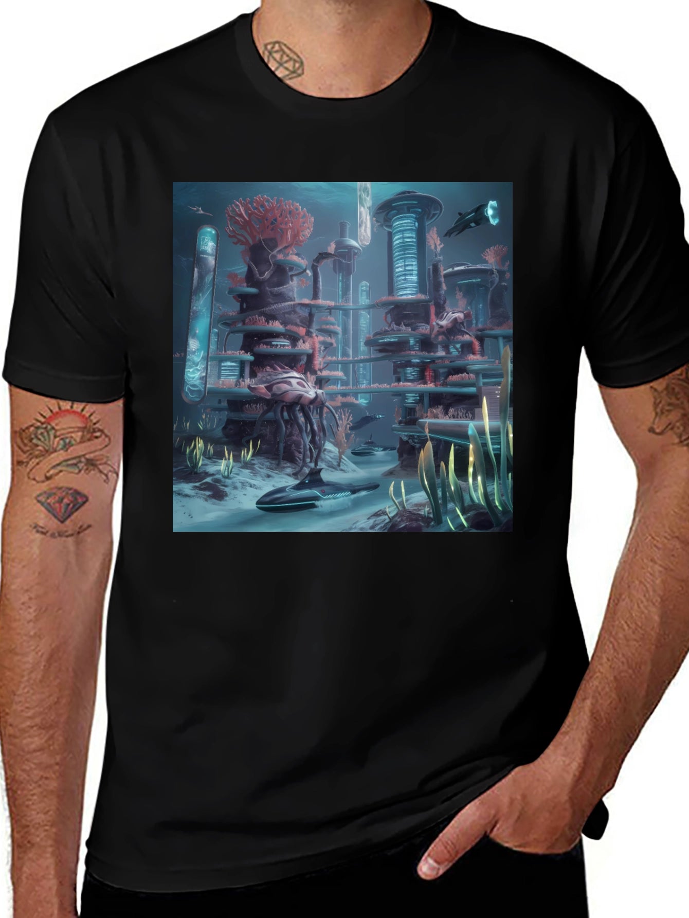 Futuristic Underwater City Graphic Tee