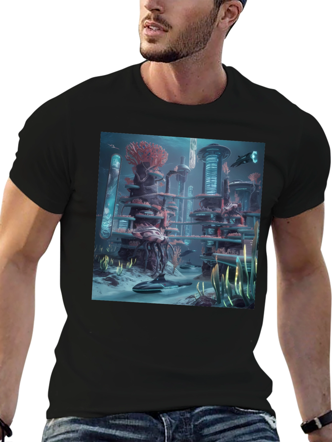 Futuristic Underwater City Graphic Tee