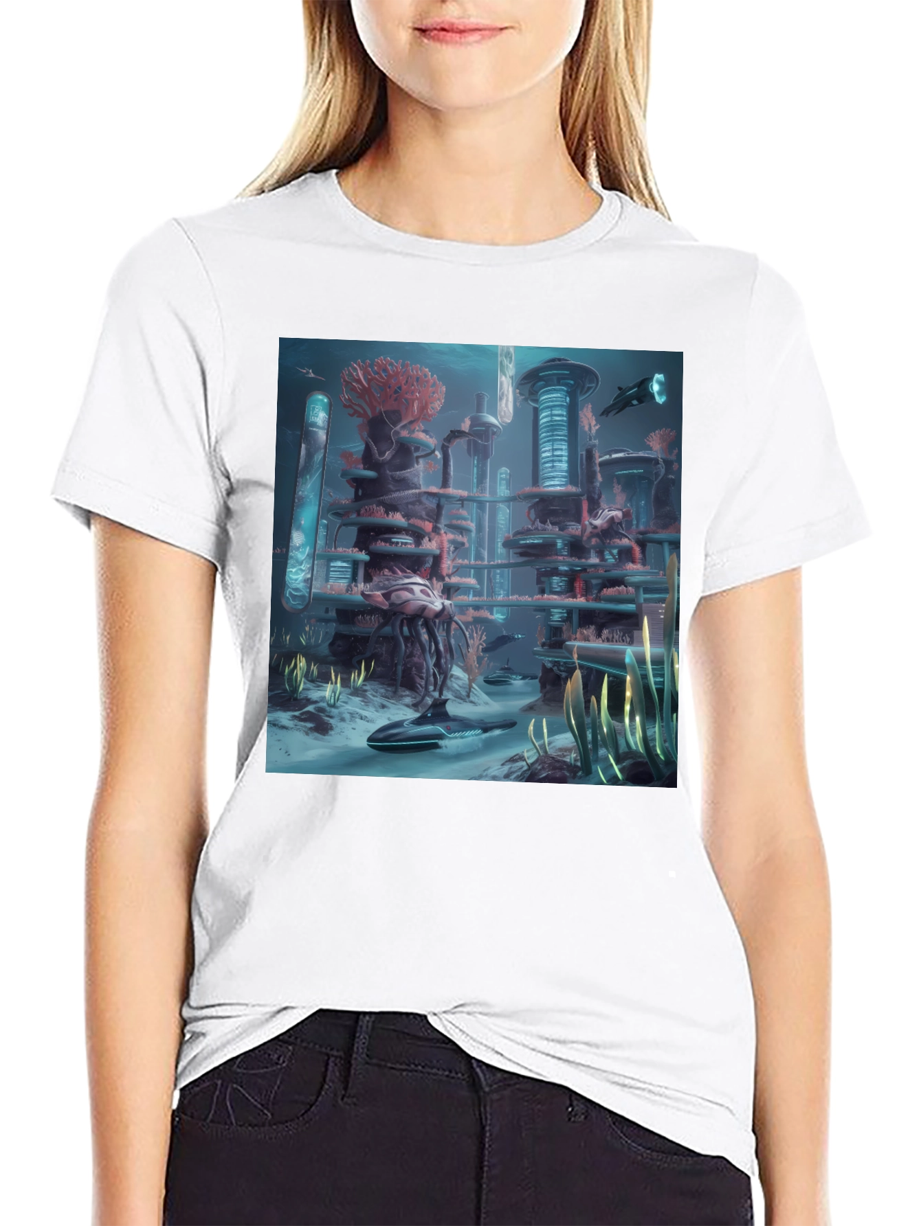 Futuristic Underwater City Graphic Tee