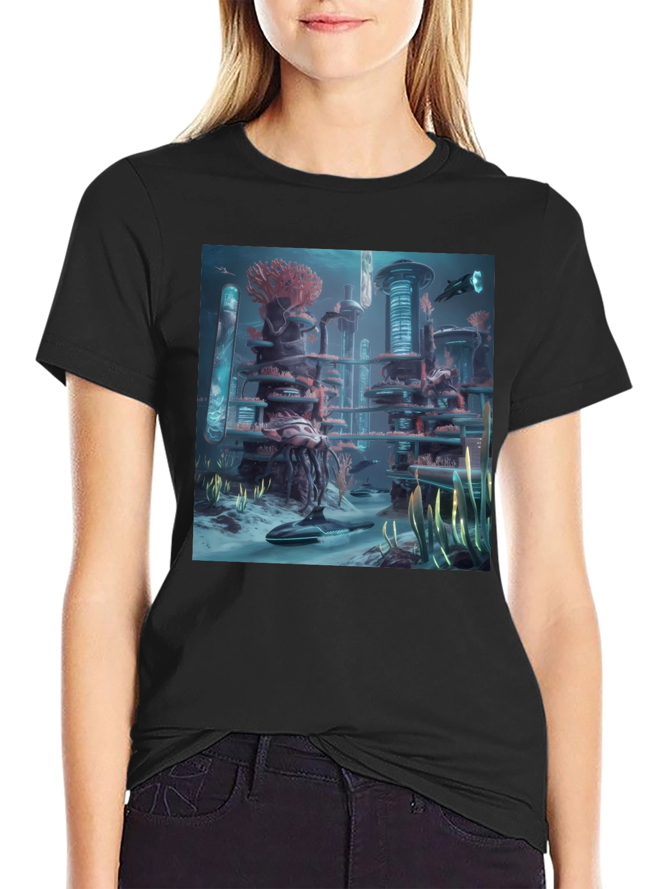 Futuristic Underwater City Graphic Tee