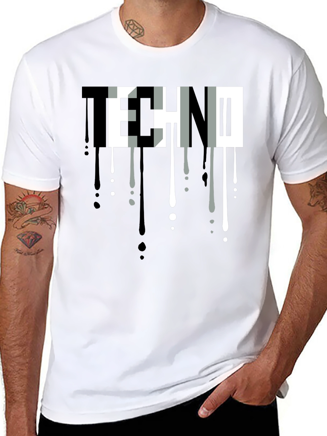 Techno Drip Graphic Tee - Modern Streetwear
