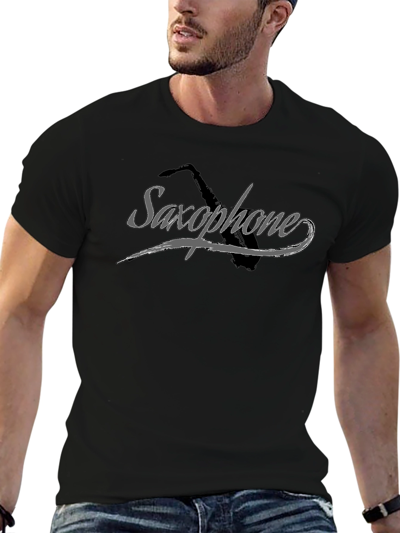 Saxophone Graphic Tee - Musicians Black T-Shirt