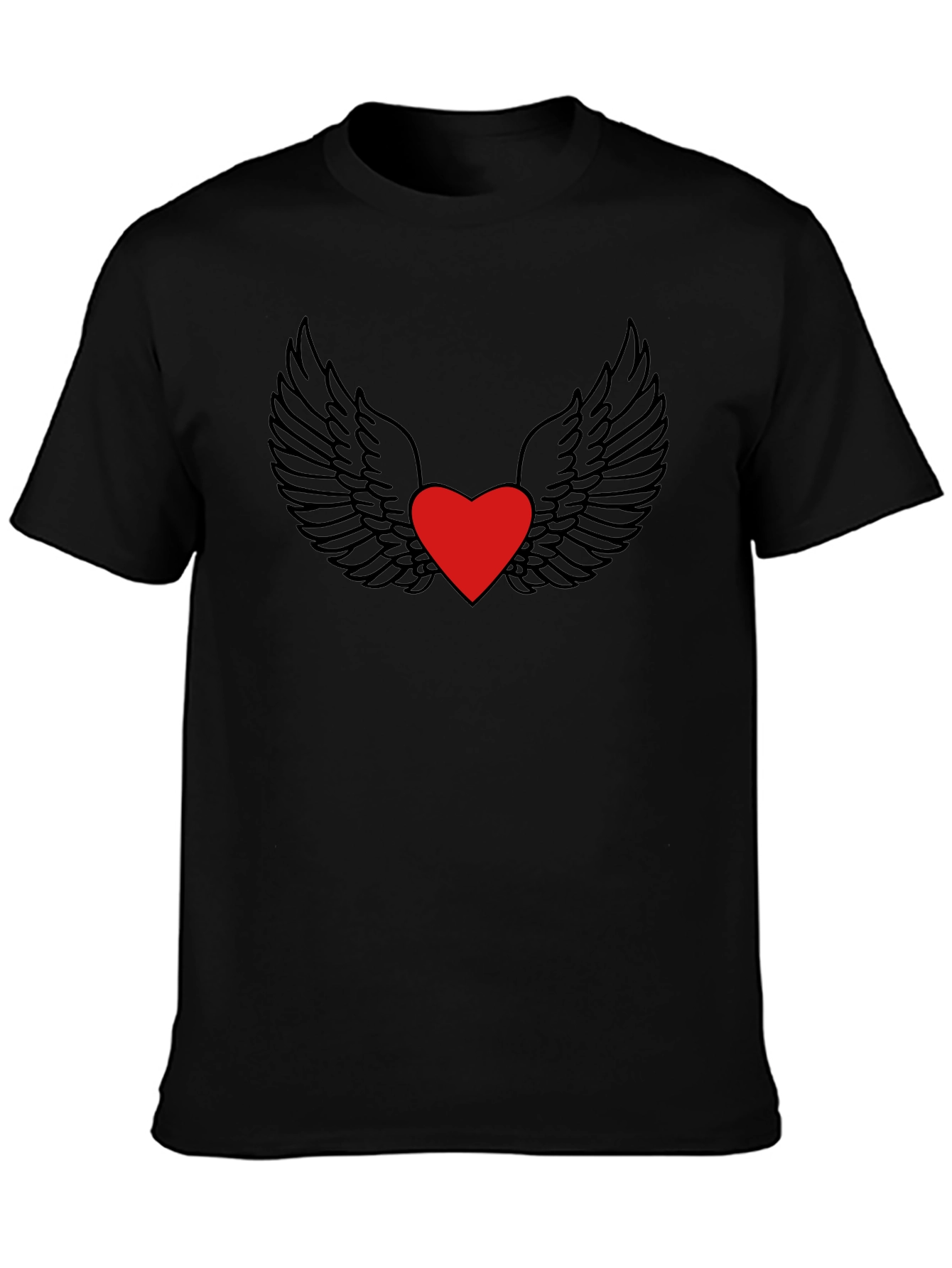 Winged Heart Graphic Tee - Black Casual Shirt