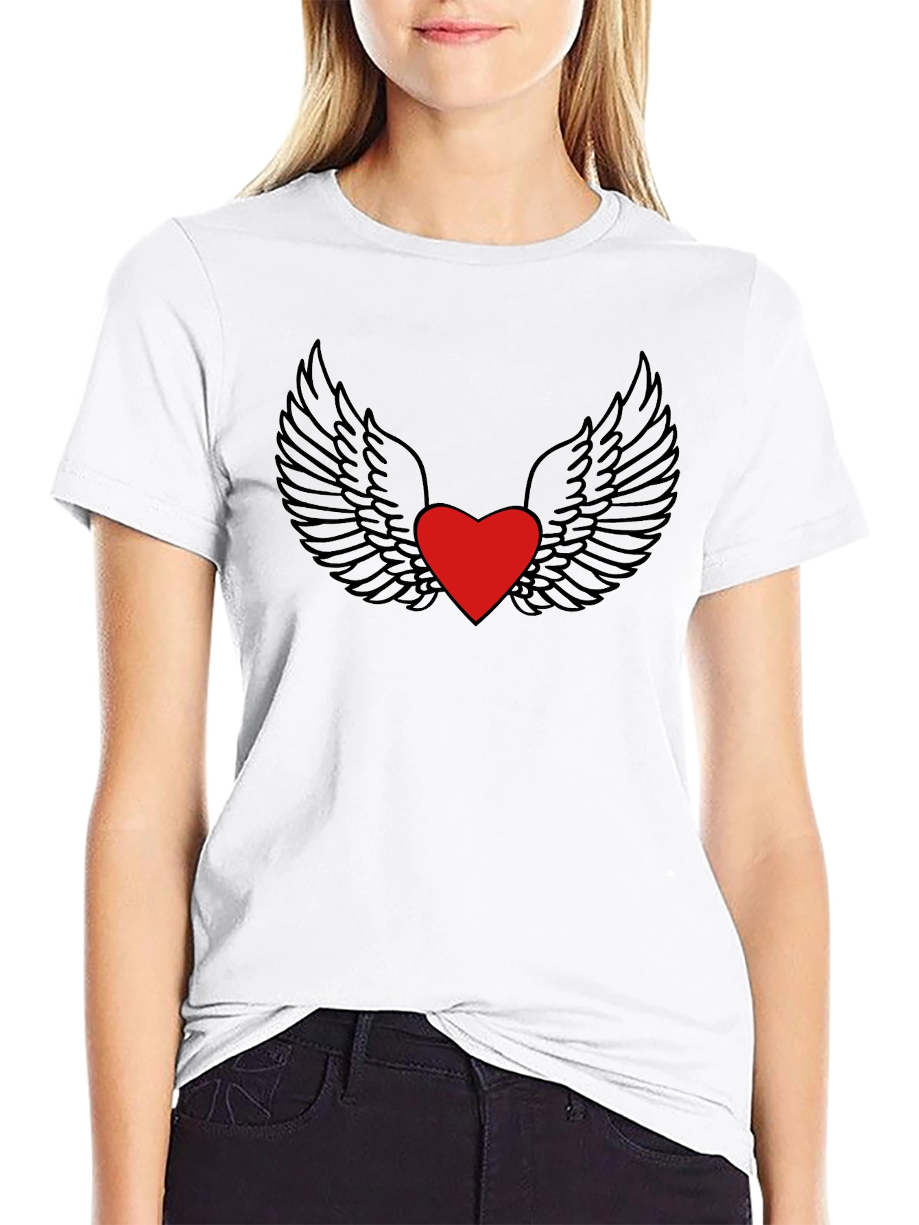 Winged Heart Graphic Tee - Black Casual Shirt