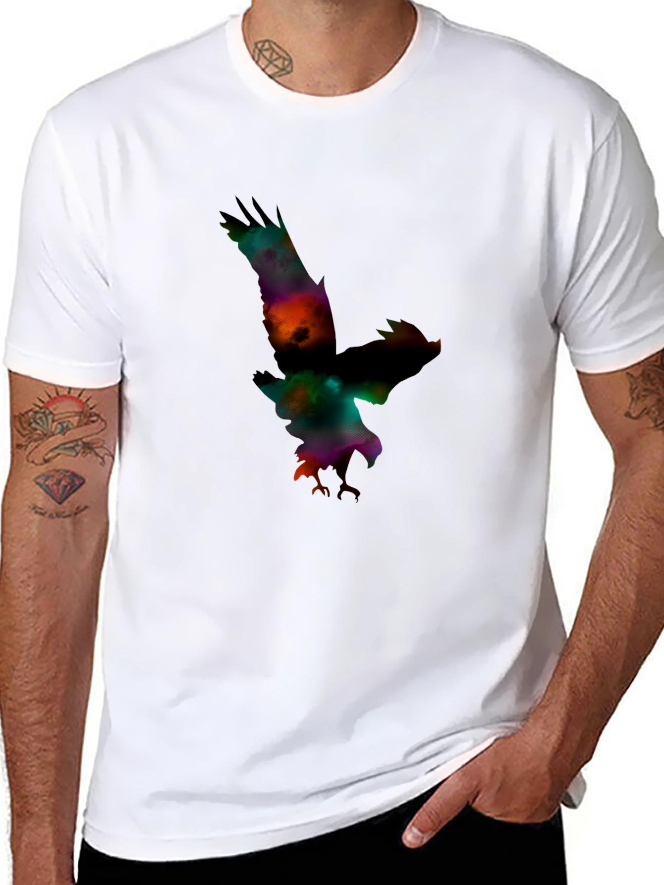 Mens Black Eagle Graphic Print T-Shirt