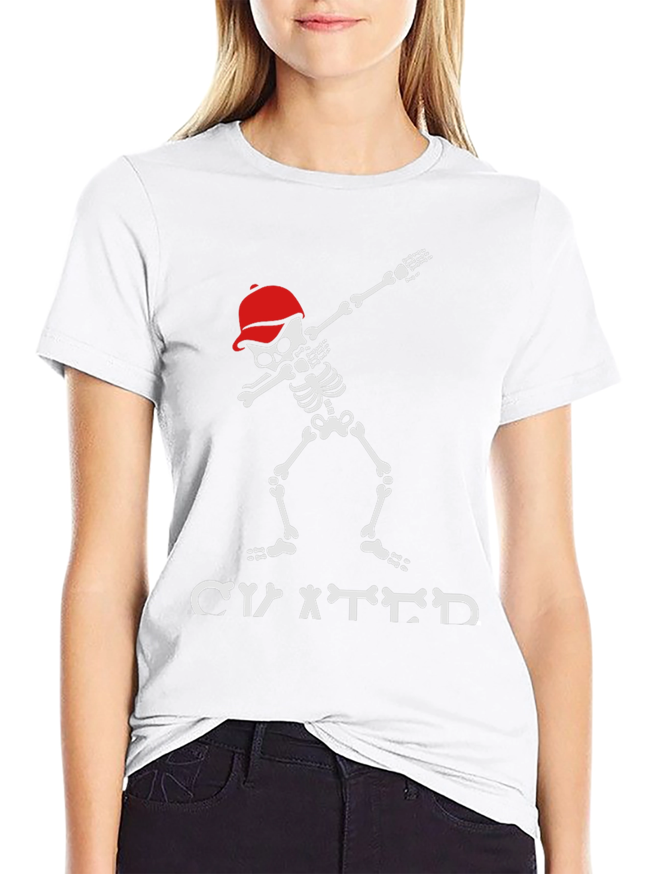 Dabbing Skeleton T-Shirt with Red Cap