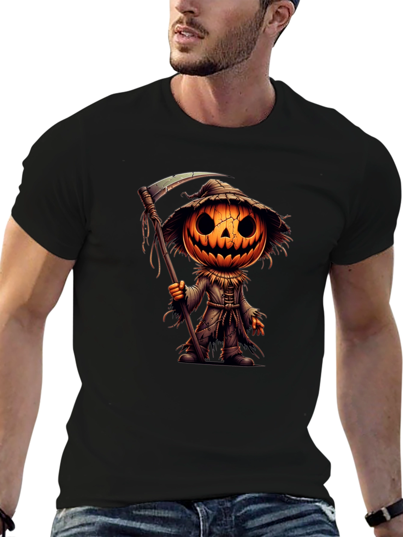 Halloween Pumpkin Scarecrow Graphic Tee