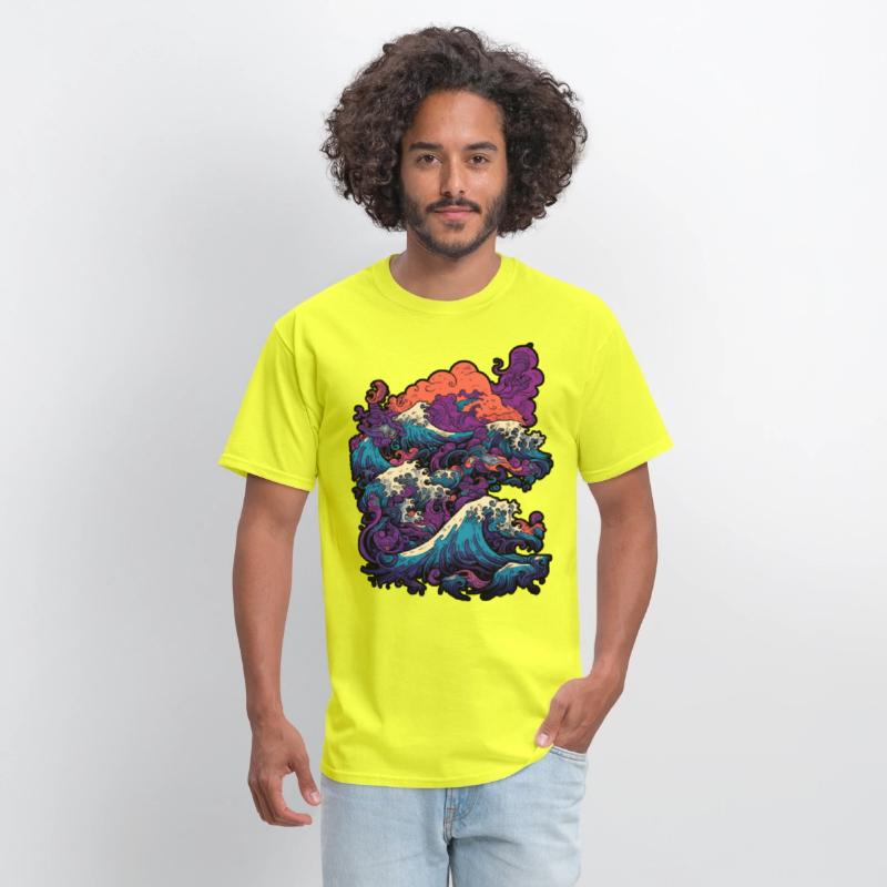 Tsunami wave japanese art, low colour palette