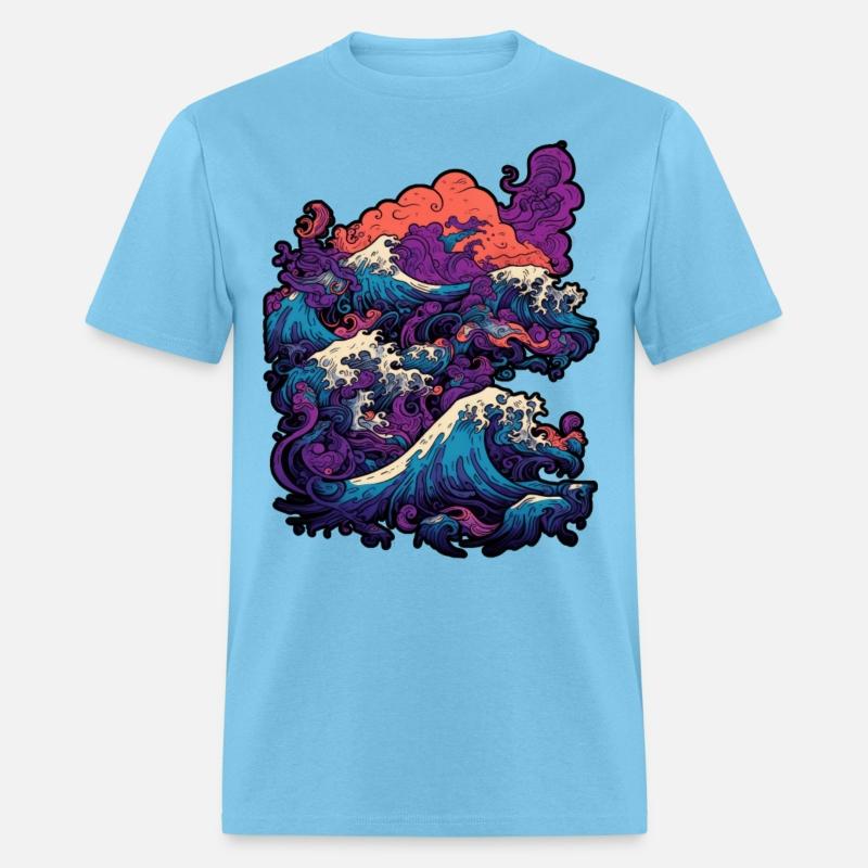 Tsunami wave japanese art, low colour palette