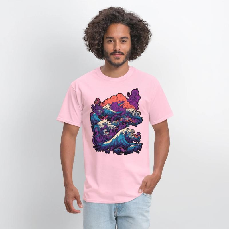 Tsunami wave japanese art, low colour palette