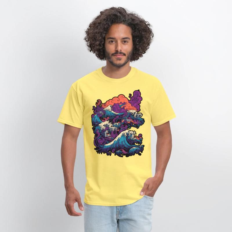 Tsunami wave japanese art, low colour palette