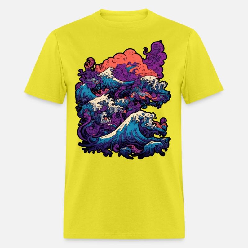 Tsunami wave japanese art, low colour palette