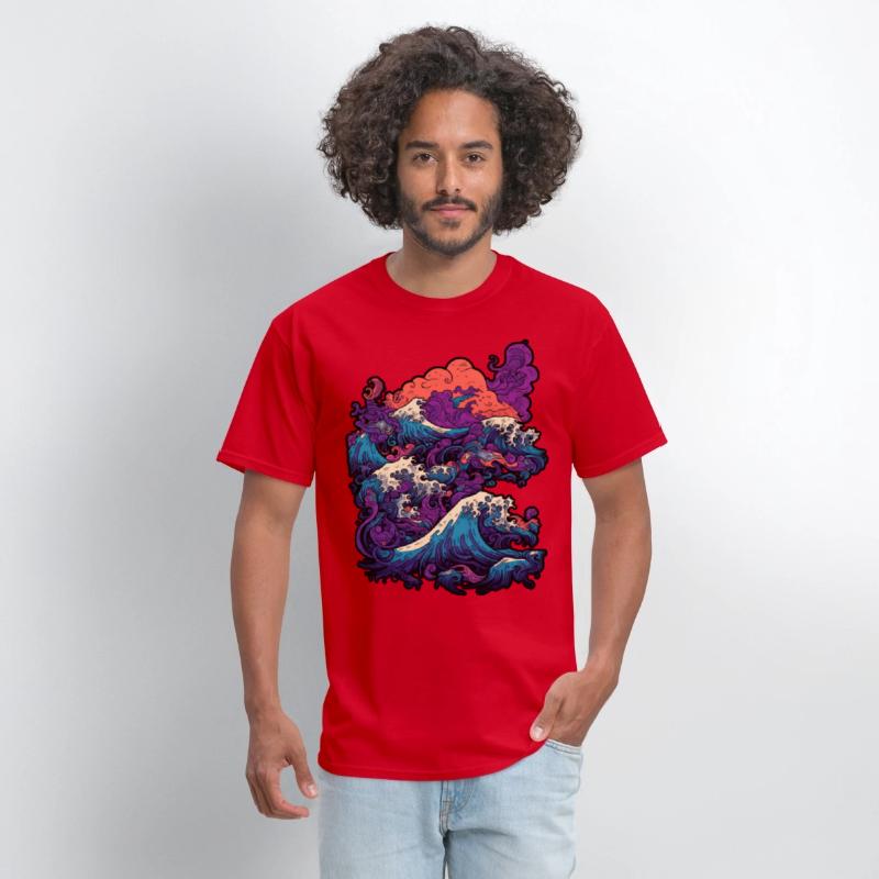 Tsunami wave japanese art, low colour palette